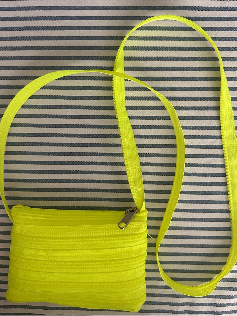 Neon Yellow Slim Crossbody Zip Pouch